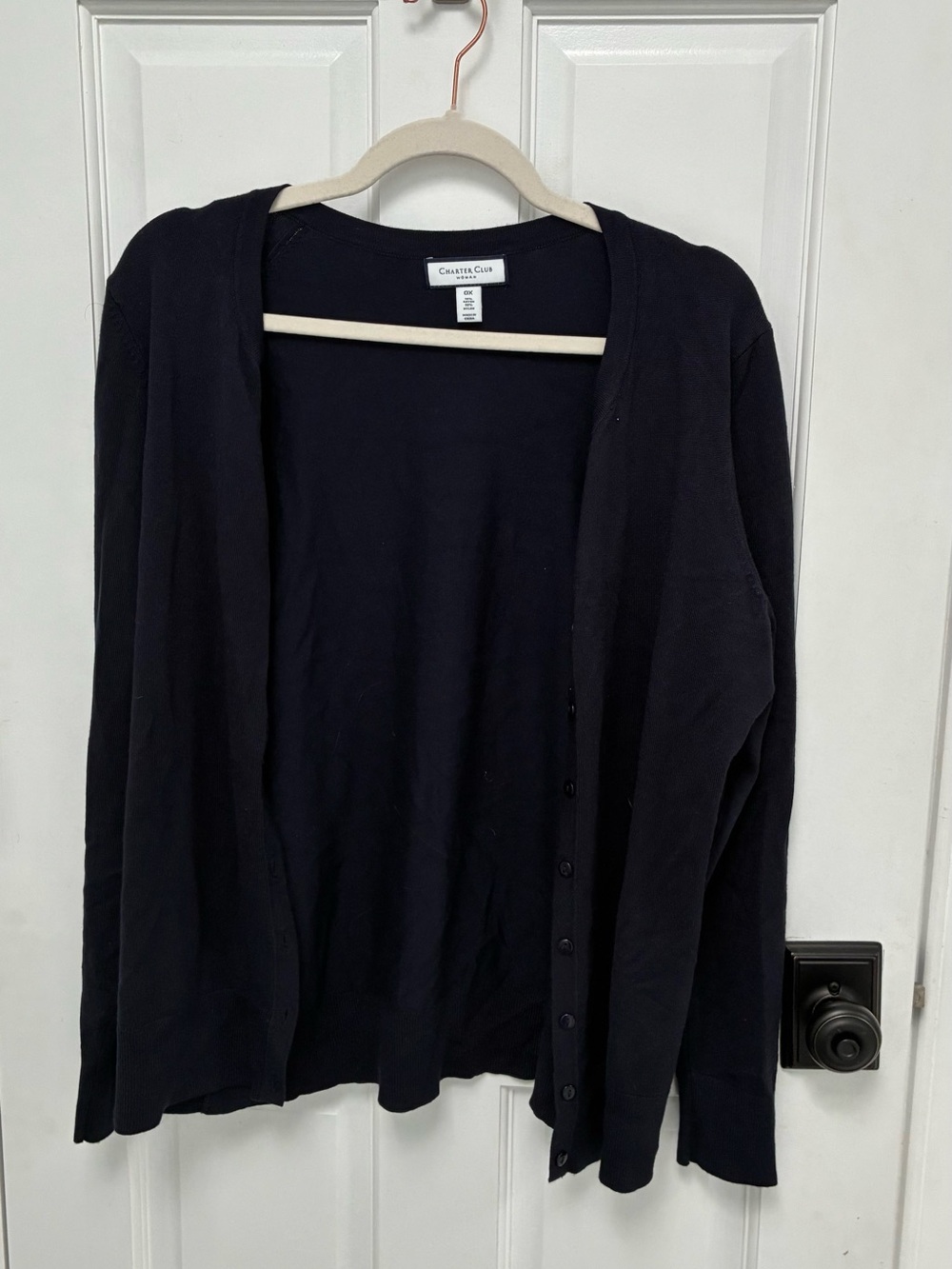 Charter Club Black Button-Up Lightweight Cardigan